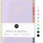 2026 Planner, Forvencer Calendar Planner Weekly and Monthly (Jan 2026-Dec 2026), 6" X 8", Agenda Book, Daily Journal Notebook with Tabs, Flexible Cover, Home School Organizer, A5, Purple