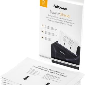 Fellowes Powershred Performance Paper Shredder Lubricant Sheets with Paper Shredder Oil Lubricant for Cross-Cut and Micro-Cut Paper Shredders, 6 x 8.50 x 0.031 Inch, 10-Pack