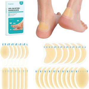 Blister Ps - 28 ct Water Resistant Hydrocolloid Bandages for Foot, Toe, Heel - Gel Blister Cushions for Prevention & Recovery, Variety Pack