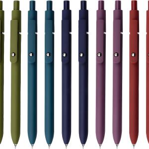 Gel Pens, 10 Pcs 0.5mm Black Ink Pens Fine Point Smooth Writing Pens with Silicone Grip, High-End Series Metal Clip Retractable Pens for Journaling Note Taking (10 Pcs Vintage)