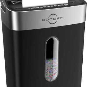 Bonsen 10-Sheet Cross Cut Paper Shredder for Home Office, P-4, Portable Handle, 4 Gallons Bin, Paper and Credit Card Shredder, Black (S3201 New Version)