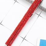 4Pcs Red Rhinestone Bling Metal Ballpoint Pens Stationery Press Pen Black Ink Gift Pens for Women Girls Coworkers Novelty Cool Signature Pen Writing and Correction Supplies Pens and Refills