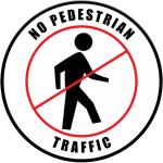 No Pedestrian Traffic Floor Decals Red Black Anti-Slip Round Shape Business Industrial Signs Stickers 24Inches Longer Side