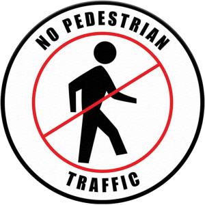 No Pedestrian Traffic Floor Decals Red Black Anti-Slip Round Shape Business Industrial Signs Stickers 24Inches Longer Side