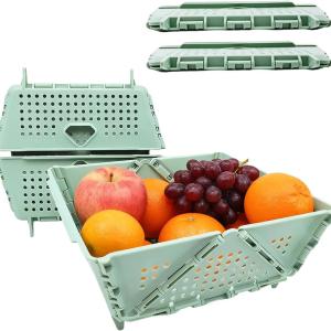 2 Pcs Collapsible Colanders Foldable Strainers - Kitchen & Camping Basket for Fruits, Pasta, Vegetables, Berries - Space Saving, Stackable Storage, Picnic Essentials