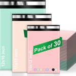 Oududianzi Variety Poly Mailers, 30 Pack Shipping Envelopes, Plastic Packaging Bags, Self-Seal Polymailers, Mailers Poly Bags, Shipping Bags for Small Business (10 Each: 10x12, 11x15, 12.5x16)