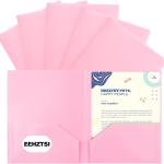 6-Pack Plastic Folders with Pockets,2-Pocket Pastel Folders Holds US Letter Size Paper for School/Office/Home, Pink
