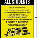 Classroom Rules Poster High School Supplies For Teachers Yellow Notice To All Students Warning Cool Wall Art Print Poster 12x18