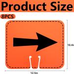8 Pcs Traffic Cone Arrow Signs, 12.5" x 10.4" Reversible Directional Cone Top Signs for Yard Ro Barrice Construction Warning