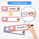 Mewise Large Personalized Daily Schedule Pocket Chart for Kids - Oversized Cards Classroom & Homeschool Calendar Organizer, Teacher Supplies, Back to School (Black)