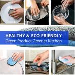 12 Pack Multi-Purpose Scrub Sponges for Kitchen by SmilePowo Non-Scratch Microfiber Sponge Along with Heavy Duty Scouring Power - Effortless Cleaning of Dishes, Pots and Pans