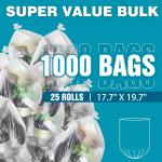 Small Trash Bags 2-4 Gallon Trash Bag 1000 Count Super Value Small Garbage Bags Bathroom Mini Trash Bags Unscented, Clear Wastebasket Bin Liners, Plastic Bags