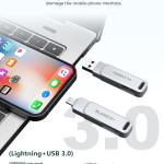 MFi Certified 256GB Flash Drive for iPhone Photo Stick, USB Memory Stick High Speed iPhone Flash Drive, External Memory Storage USB Stick Thumb Drive for iPhone/iP/Android/PC (Metallic Silver)