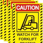 Caution Watch for Forklift Traffic Sign Stickers 7 x 10 Inch - Caution Look Out For Forklifts Decals 4 Pack