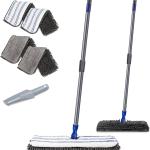 Two Sided Dust Mop Floor Cleaning System, MASTERTOP 360 Microfiber Mop with Stainless Steel Handle,Wet Dry Mop,Flat Flip Mops for Hardwood, Laminate, Vinyl, Tiles,4 Washable Mops Ps