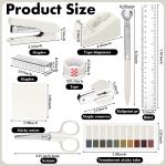 Marspark Office Desk Accessories 12 Pcs Office Supplies Set 360° Rotating Pen Holder, Stapler, Tape Dispenser, Scissor, Sticky Notes, Binder Clips, Desk Organizers Gift for School (Beige)