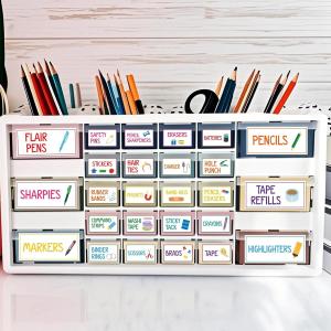 54Pcs Teacher Toolbox Labels Classroom Decoration Self-hesive Colorful Toolbox Sticker Tool Box Storage Decal Colorful Organizer Container Decor for Back to School Teacher Supplies
