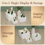 6 PCS Buffet Risers, Large Food Risers for Buffet Table, Display Stand Shelf for Party, Catering, Jewelry & Collectibles, White Acrylic Nesting Boxes for Food Display (10" 9" 8" 7" 6" 5")