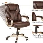 Basics Executive Home Office Desk Chair with Pded Armrests, justable Height and Tilt, Rolling Swivel Chair, 275 Pound Capacity, Brown and Gold
