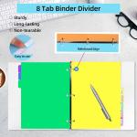 24PCS/3 Set 3-Ring Binder Dividers with Tabs,8 Tab Plastic File Dividers,Binder Separators with tabs for Office/School Supplies
