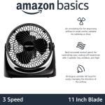 Basics Air Circulator Fan, Desk Fan for Bedroom, Home and Office, With 90-Degree Tilt He, 3 Speed Settings, Lightweight (4.2 LBS), 70 Watts, Black, 14.8"Wx7.6"Dx14.1"H