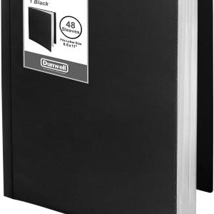 Dunwell Presentation Binder 48-Pocket, Displays 96 Pages, 8.5x11 Portfolio Binder with Plastic Sleeves, Storage and Organizer for Documents, Photos, Kids Artwork, Projects, Recipes (Black)