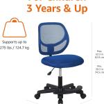 Basics Kids justable Mesh Low-Back Swivel Study Desk Chair with Footrest, Blue