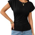 Zeagoo Women's Short Sleeve Ruched Crew Neck T-Shirt