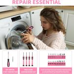39 Piece All Purpose Basic Household Pink Tool Kit for Women - Small Tool Set with Toolbox Great for Home, Garage, Office and College Dormitory Use