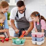 Caperci 4 Pack Bento Snack Boxes Lunchable Containers for Kids & ults, Wheat Straw 4-Compartment Reusable Food Storage Containers for Snacks & Small Meal (Multicolor & Clear Lids)