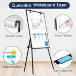 Magnetic Whiteboard Easel, 36"x24" Height justable Dry Erase Board with Stand, Large Aluminium Frame White Board for Teaching, Flipchart Standing Writing Board for Office，Home (Black)