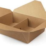 FC Meyer MeyerPak #3 w/ 2-Cell Wing Divider Combo Pack, Leak & Grease Resistant Take Out Boxes, Disposable To Go Food Containers, 7 3⁄4” x 5 1⁄2” x 2 1⁄2“, Kraft, Pack of 50
