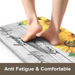 KIMODE Anti Fatigue Kitchen Mat, Farmhouse Sunflower Kitchen Rugs Sets of 2, Kitchen Floor Mats Non-Slip Cushioned, Comfort Kitchen Mats for Floor Sink, Laundry, Desk White 17"x47"+17"x29"