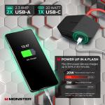 Monster Power Center Vertex Surge Protector with Detachable USB Power Strip, Surge Protector Power Strip - 6 AC Outlets, 2 USB-A Ports &1 USB-C Port