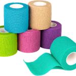 FriCARE Self hesive Bandage Wrap, Medical Tape in First Aid Kit, Cohesive Bandages for Wounds Sport Vet, 2 Inches X 5 Yards 6 Rolls, Rainbow