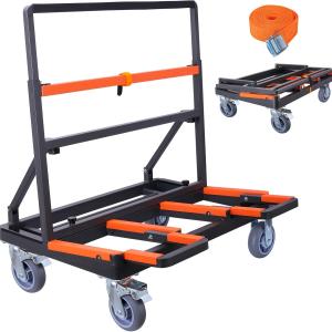Upgre Folding Drywall Cart Heavy Duty,Drywall Dolly Lo 2200 lbs Capacity,Panel Cart with Extended Large Deck,Panel Dolly Handling Plywood Sheetrock Glass and Windows Service