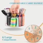 Large Acrylic Pen Holder for Desk, 6 Slots 360-Degree Rotating Pencil Holder Marker Organizer for Kids, Cdy Art Supply Organizer Crayon Organizers for Office School