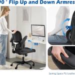 TRALT Ergonomic Office Chair - Desk Chair with justable Lumbar Support Computer Chair - Mesh Comfy Chair with Flip-up Armrests - Gaming Chairs for ults Home Office (Leather, Black)