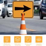 2PCS Traffic Arrow Detour Signs, Double-sided Durable Orange Ro Cone Top Directional Left Right Guiding Arrows Sign for Ro Barrice Construction Area Underground Parking
