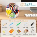 Large Acrylic Pen Holder for Desk, 6 Slots 360-Degree Rotating Pencil Holder Marker Organizer for Kids, Cdy Art Supply Organizer Crayon Organizers for Office School