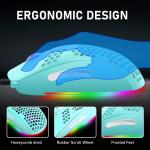 Honeycomb Wired Gaming Mouse,7 Programmable Buttons and RGB Backlight,6400 justable DPI and Ergonomic,Ultraweave Cable Lightweight Ultralight Computer Mice for PC Gamers,Windows,Xbox,PS4(Green)