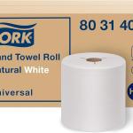 Tork Hand Towel Roll Natural White H80, Universal, 100% Recycled Fiber, 6 Rolls x 800 ft, 8031400, 6 Count (Pack of 1)