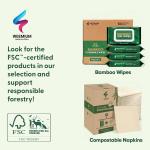 Weemium Compostable Napkins Disposable - FSC Certified - Pack of 300, 2-Ply - 5 x 5 Inch Folded - Post-Consumer Recycled Materials - Biodegrable & Highly Absorbent Paper Napkins for Lunch & Dinner