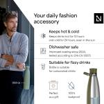 LARS NYSØM Stainless Steel Insulated Water Bottle 25oz 34oz | Insulated Thermo Flask for Hot and Cold Beverages | Leakproof Drinking Bottle (Olive Green, 25.4oz)