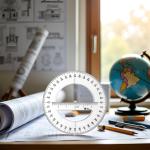 1Pc White 360 Degree Protractor Round Ruler Gauge Angular Drafting Tools Circle Protractor for School Education Office Classroom 6 Inch, Protractors, Writing and Correction Supplies