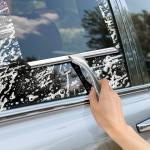 All-Purpose Stainless Steel Shower Squeegee for Shower Glass Door with 2 hesive Hooks, Bathroom Cleaner Tool Household Window Mirror Squeegee , Cleaning Tile Wall, Car, 10 Inch Silver