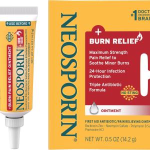 Neosporin + Burn Relief Dual Action Ointment, First Aid Topical Antibiotic & Analgesic for 24-Hour Infection Protection & Maximum Strength Burn Relief for Minor Cuts, Scrapes, and Burns, .5 oz