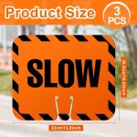 Flutesan 3 Pcs Slow Sign Traffic Cone Sign Ro Traffic Cone Top Warning Signs for Outdoor Neighborhoods Street, 12.6 x 10.4 Inches, Black on Orange