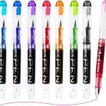 EYEYE Disposable Fountain Pens Fine Point, 8 Pack Black Pens for Writing, Stainless Steel Nib, Smooth Writing for Journaling, Drafting, Sketching, Doodling & Office Supplies