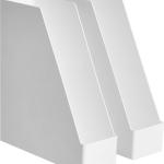 Basics Rectangular Plastic Desk Organizer, Magazine Rack, White, 2-Pack